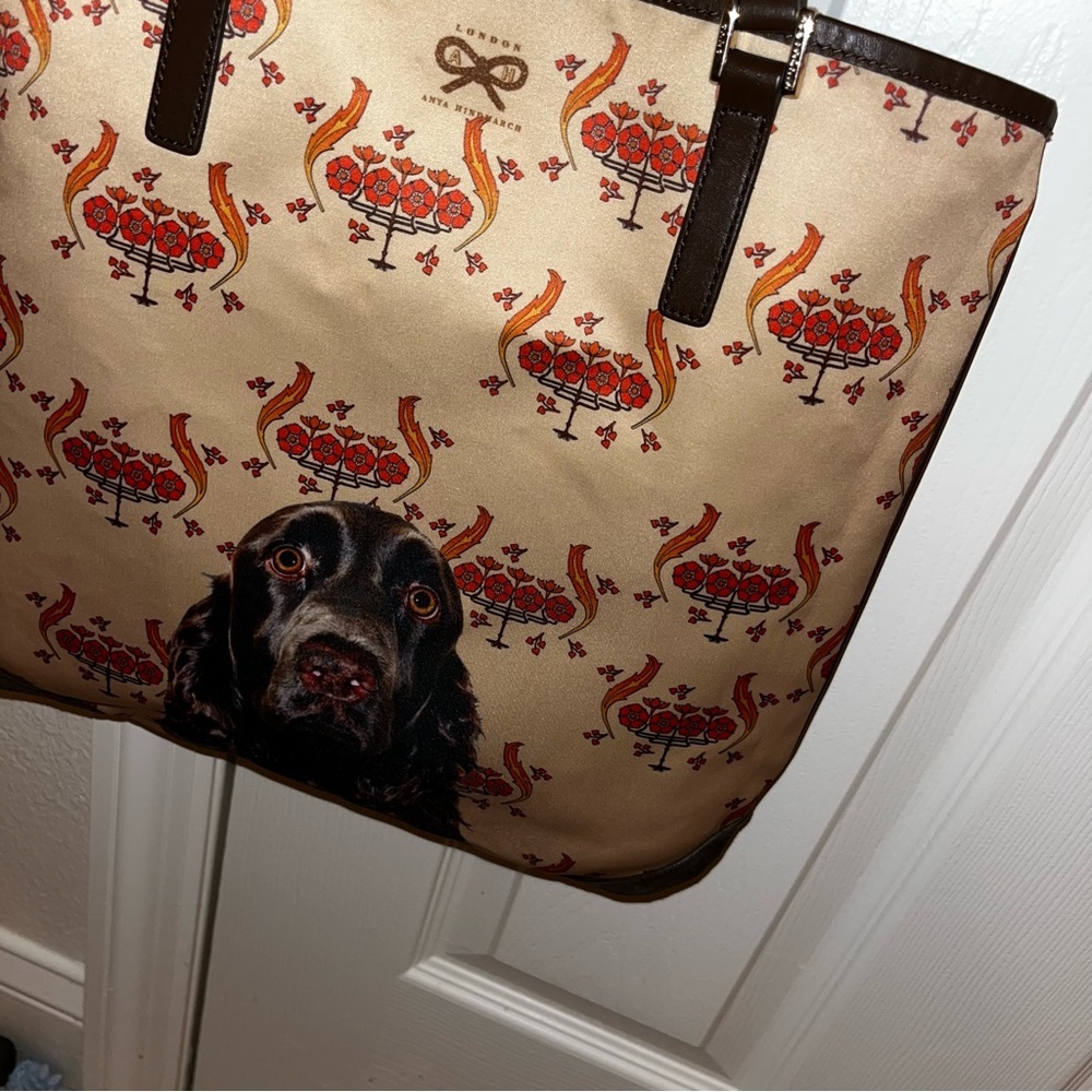 Reversible Anya Hindmarch chocolate brown Labrador puppy dog tote bag purse - Picture 7 of 13